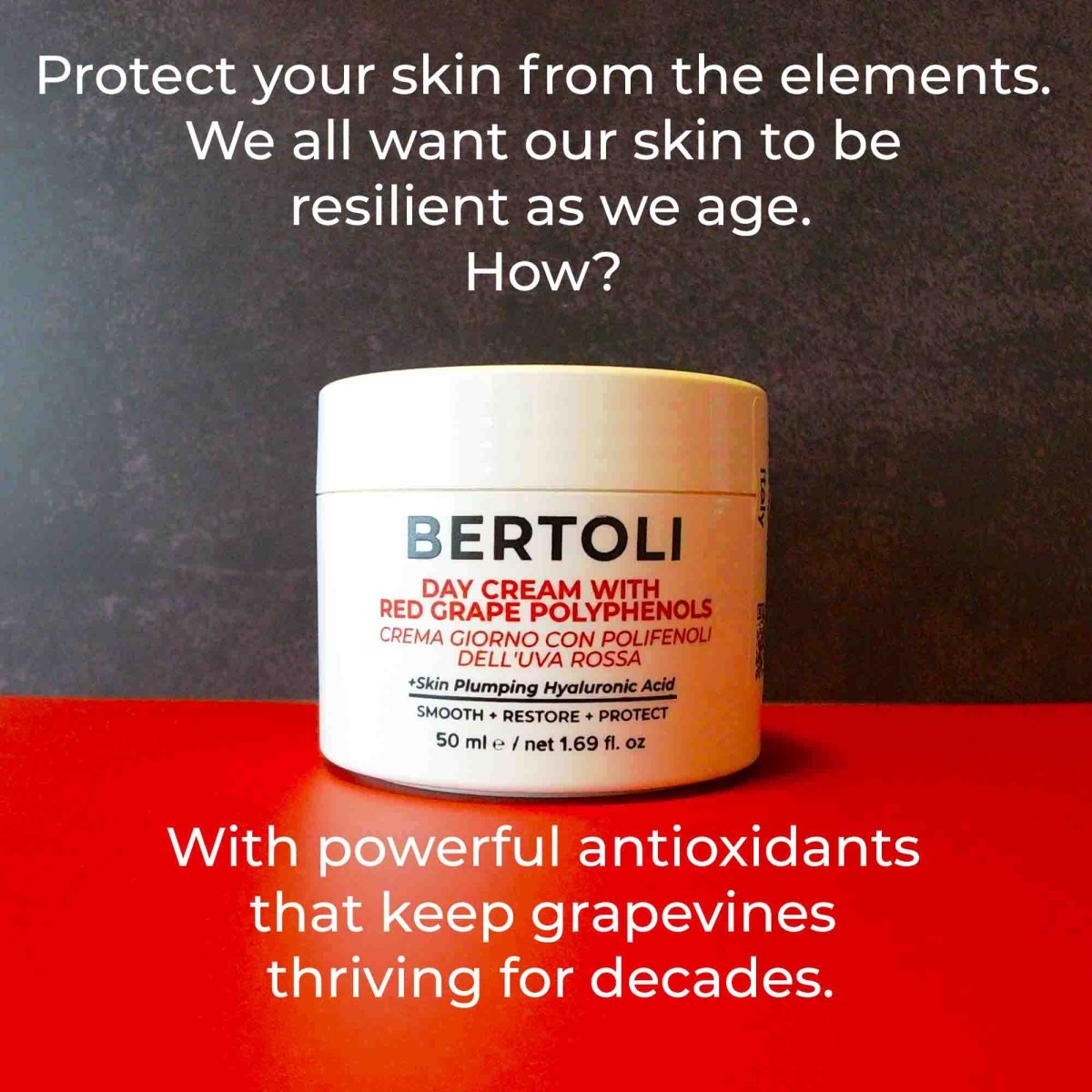 DAY CREAM WITH RED GRAPE POLYPHENOLS - Bertoli Beauty