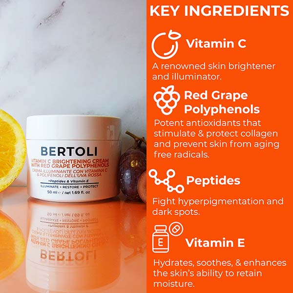 VITAMIN C BRIGHTENING CREAM WITH RED GRAPE POLYPHENOLS - Bertoli Beauty